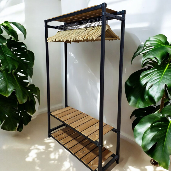 رگال لباس ایستاده چوب و فلز مدل میداس