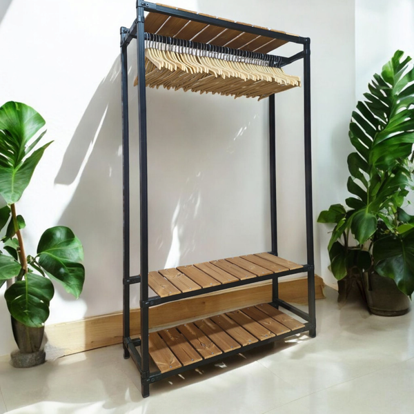 رگال لباس ایستاده چوب و فلز مدل میداس