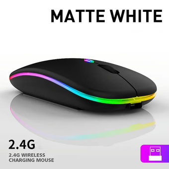 موس وایرلس شارژی با نور RGB و کلیک بی‌صدا | اتصال دوگانه بلوتوث و دانگل