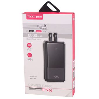 پاوربانک فست شارژ تسکو TSCO TP 936 ظرفیت 10000mAh – پشتیبانی از QC3.0 و PD با توان 22.5 وات
