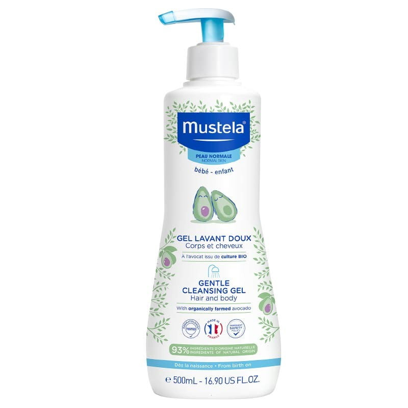 شامپو سر و بدن موستلا Mustela حجم 500 میل | مناسب از بدو تولد، 93٪ طبیعی و بدون مواد مضر