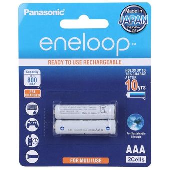 باتری دوتایی نیم قلمی شارژی Panasonic Eneloop BK-4HCCE/4BT AAA 800mAh
