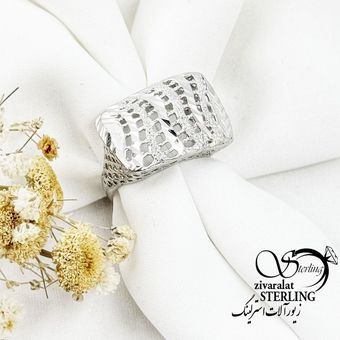 انگشتر نقره بدون نگین طرح تراش کد 17496