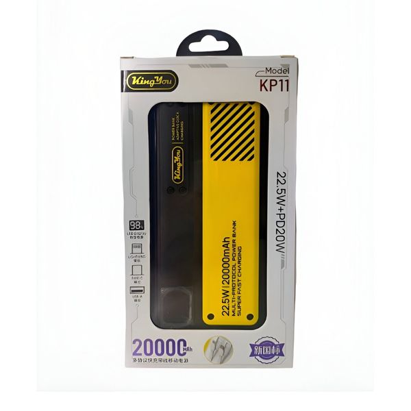 پاوربانک کینگ یو مدل KP11 –ظرفیت 20000 میلیآمپر اورجینال