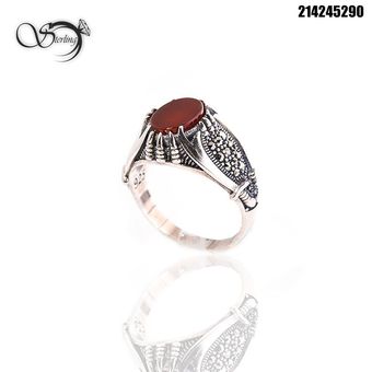 انگشتر نقره925 سیاه قلم مردانه طرح پنجه عقابی کد 1751