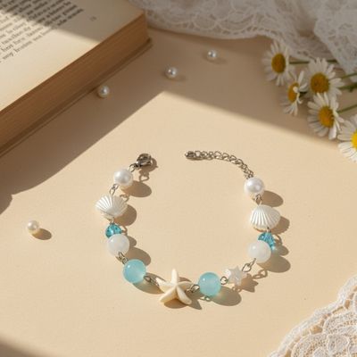 دستبند پینترستی صدف و ستاره دریایی