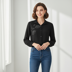 شومیز آستین بلند زنانه مدل نگین دار M