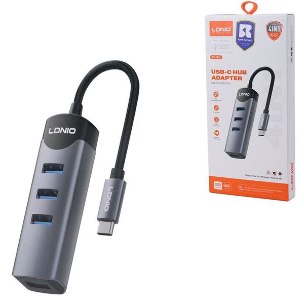 هاب 4 پورت Type-C الدینیو DS-134C