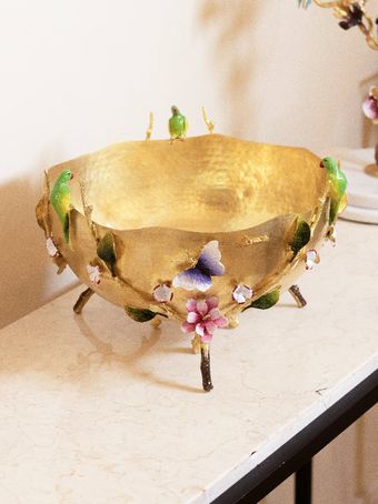 میوه خوری برنجی | مدل سه طوطی