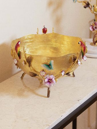 میوه خوری برنجی |  مدل سه طوطی