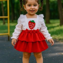 پیراهن دخترانه مدل توت فرنگی