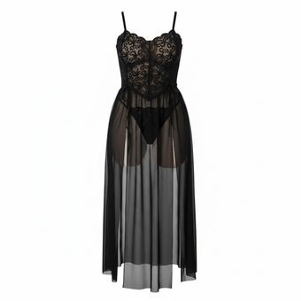 پیراهن دانتل و حریر چاکدار