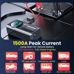 جامپ استارتر و پمپ باد چهارکاره JN‑088 (1000 آمپر) + چراغ LED + پاوربانک 18500mAh