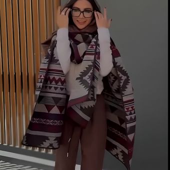 پانچو پاییزه طرح دار - 3103