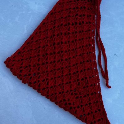 مینی اسکارف بافت  قرمز