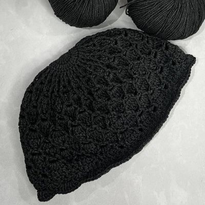 کلاه بافت ذغالی دستبافت