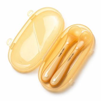 قاشق سیلیکونی قاب‌دار دوعددی | تمام سیلیکون، BPA Free و همراه قاب حمل