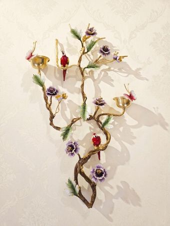 دیوارکوب برنجی میناکاری | مدل طوطی کد 2