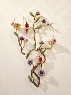 دیوارکوب برنجی میناکاری | مدل طوطی کد 2