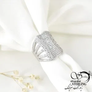 انگشتر زنانه جواهری نقره ایتالیا کد 1782