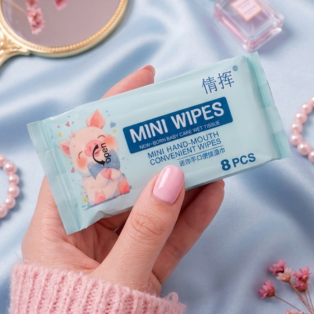 دستمال مرطوب مینی QIAN HUI مدل Mini Wet Wipes طرح خوک کیوت