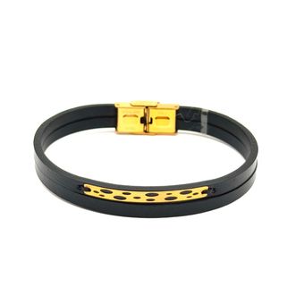 دستبند چرم و طلا مردانه