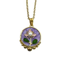 گردنبند زنانه میناکاری مدل گل بابونه کد N5001