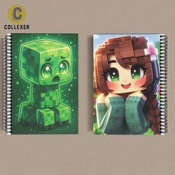 دفتر طرح بازی ماینکرافت طرح دخترانه (Minecraft) کد 03 (دو رو چاپ )