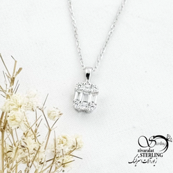 گردنبند نقره نگین جواهری ساخت ایتالیا عیار925 کد 18072