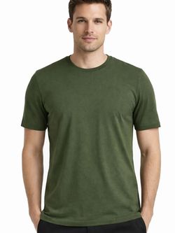 تیشرت مردانه نخی ساده رنگ سبز زیتونی کد 1812
