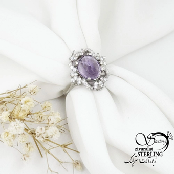 انگشتر نقره سنگ آماتیست عیار925 کد 18159