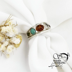 انگشتر نقره 5سنگ با حرز امام جواد پشت بسته کد 18225