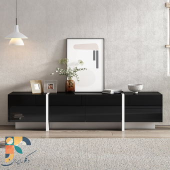 "میز تلویزیون چوب ام دی اف مدرن VARNA دارای 2 قفسه و 2 کشو"