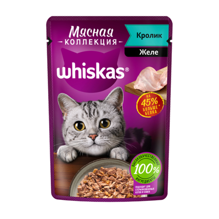 پوچ گربه بالغ ویسکاس با طعم خرگوش اسموکی / Whiskas cat pouch with smokey rabbit