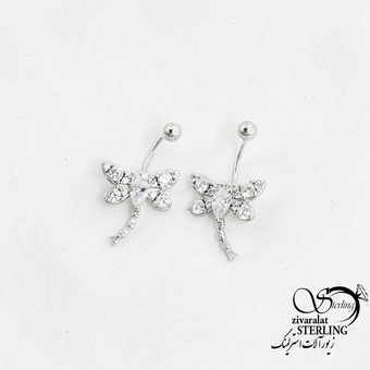 پیرسینگ نقره گوش و ناف طرح سنجاقک کد 18356