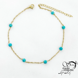 پابند استیل مروارید ریز آبی کد 18444