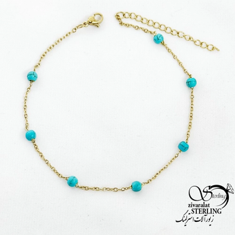 پابند استیل مروارید ریز آبی کد 18444