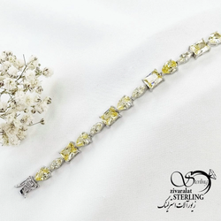 دستبند جواهری نقره نگین لیمویی کد 18503