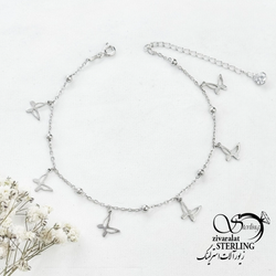 پابند نقره آویز پروانه کد 18516