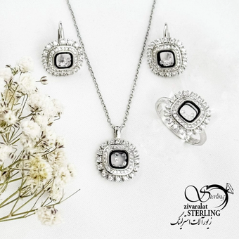 نیمست نقره کلاسیک با نگین متحرک کد 18524