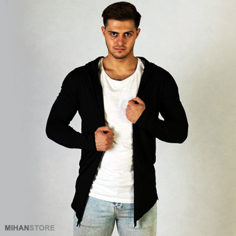 سویشرت مردانه مدل Rafa | هودی پنبه ای فری سایز مشکی | فروشگاه شاپینو