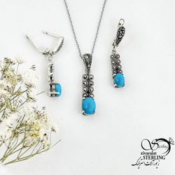 نیمست سیاه قلم نقره طرح فیروزه کد 18541