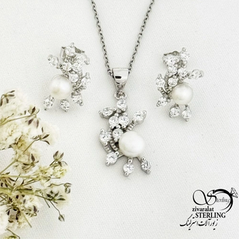 نیمست جواهری نقره مروارید دار کد 18554