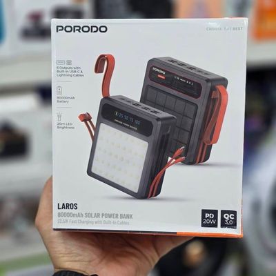 پاوربانک خورشیدی 80,000 میلی‌آمپر پورودو (Porodo) مدل Laros 📦 کد: PDPB80