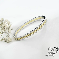 دستبند النگویی رولکس دو رنگ برند استیل کد 18725