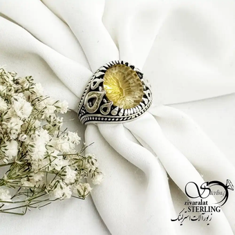 انگشتر نقره ایتالیایی سنگ سیترین کد 19175