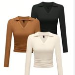 کراپ آستین بلند یقه مردونه