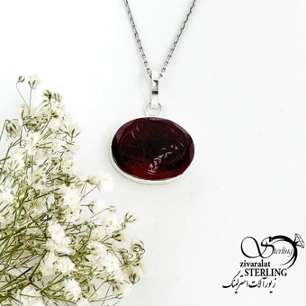 پلاک نقره پشت بسته (حرز دار) سنگ عقیق ذکر یاحسین کد 19202