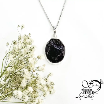 پلاک پشت بسته حرز دار سنگ عقیق قرمز کد 19208