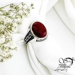 انگشتر عقیق مردانه رکاب ورساچه نقره کد 19228